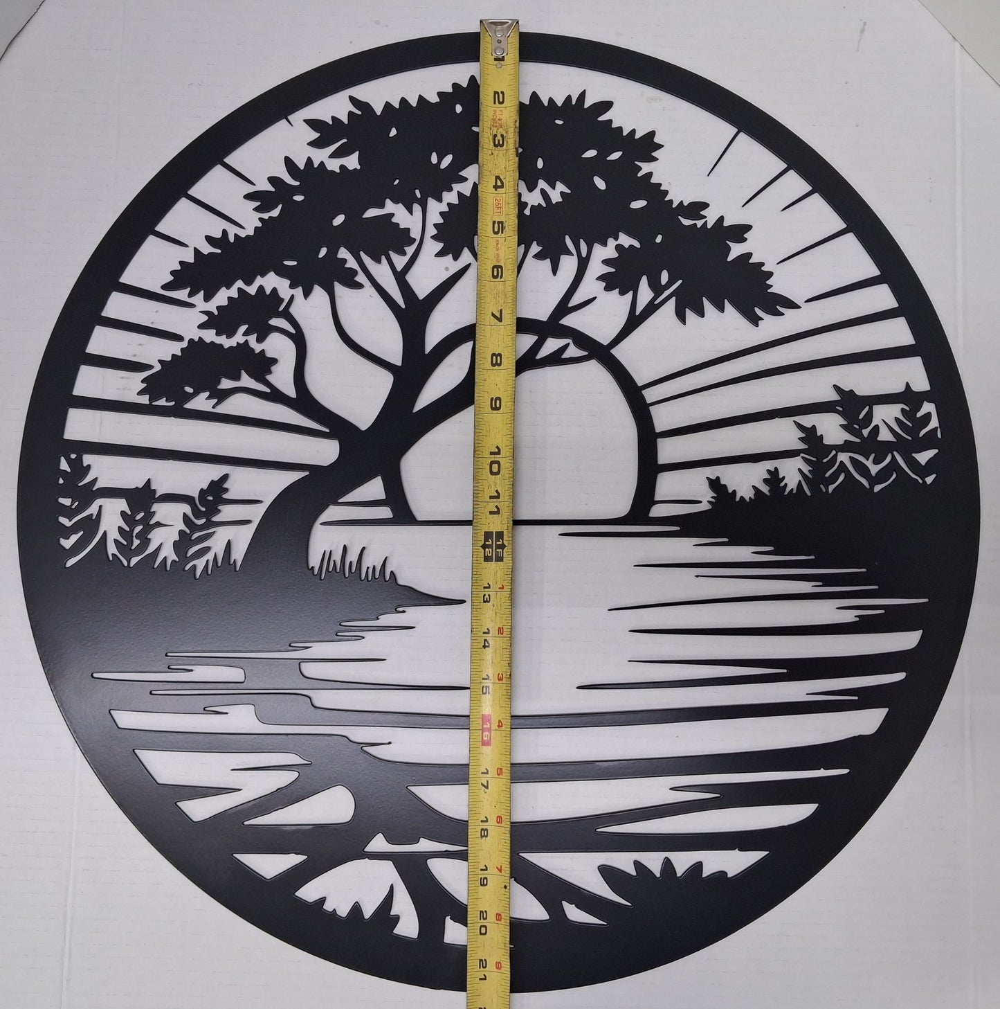 Sunset metal tree art